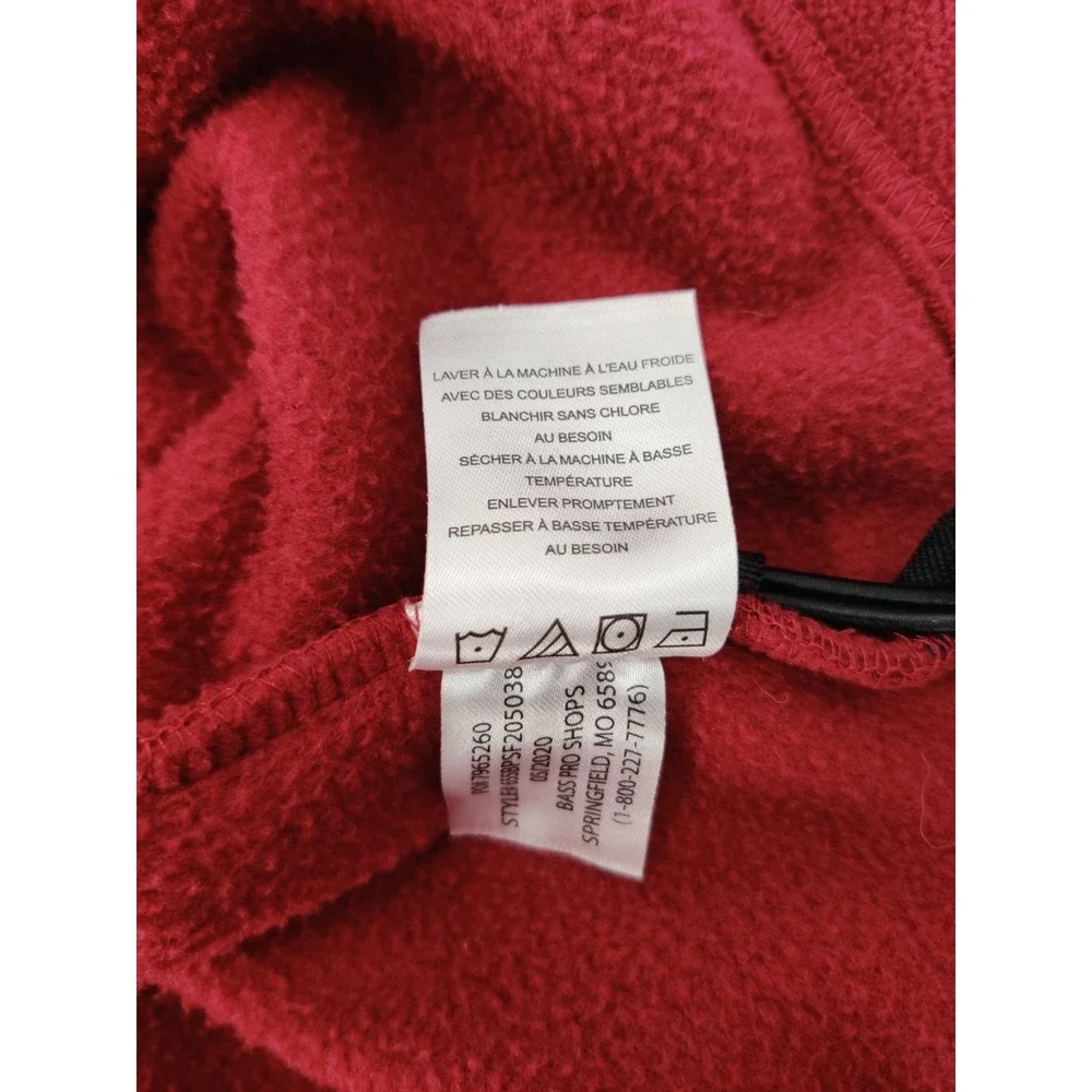 Bass Pro Shops Mens Full Zip Fleece Jacket Burgundy Red‎ Small